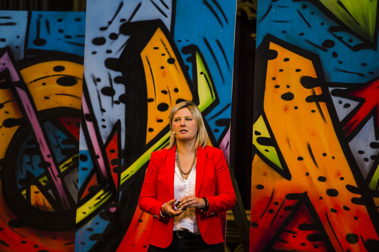 Jen on stage at the Content Marketing Academy National Conference
