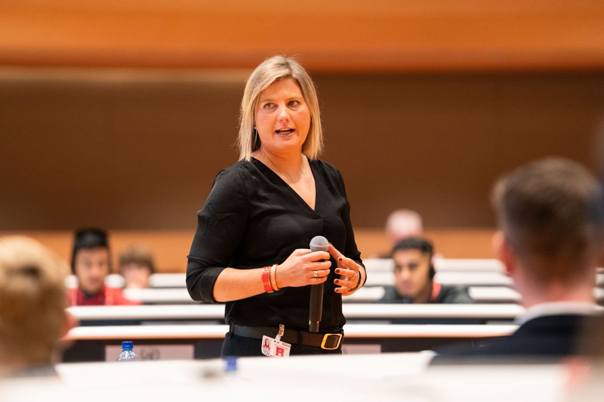 Jen speaking at the United Nations
